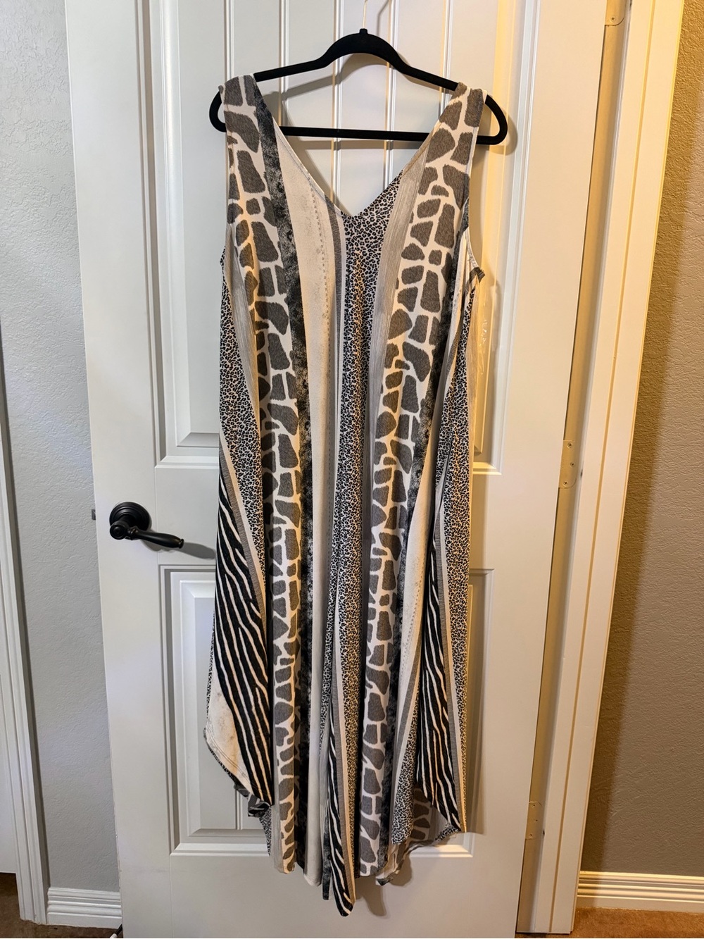 Cato Gray & Black Animal Print Swing Jumpsuit
